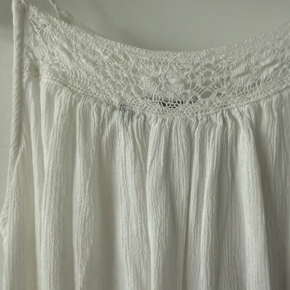 Abercrombie & Fitch Embroidered Floral Gauze Mini Dress XXSP White Boho Tassel - Picture 6 of 9